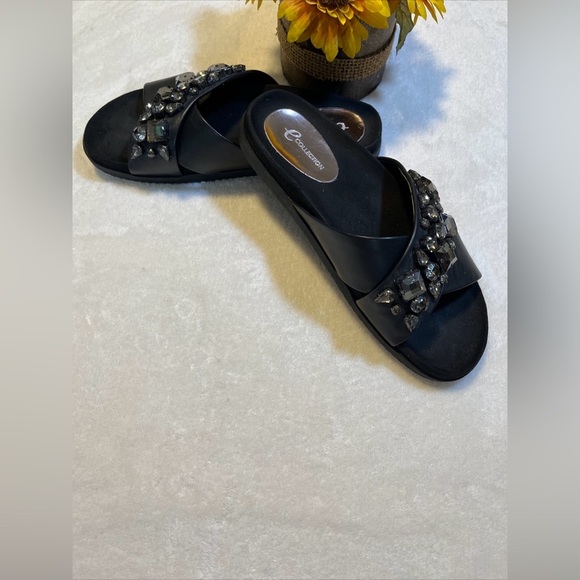 Easy Spirit "Marvina" Criss-Cross Strap Rhinestone Leather Sandal Size 5.5 - Picture 2 of 5